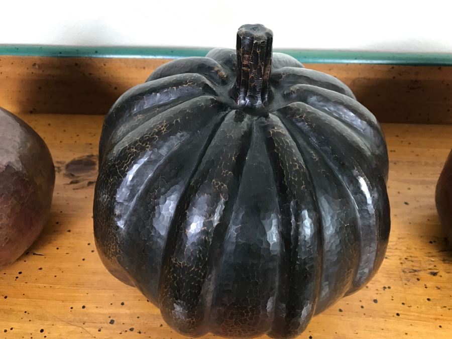 Set Of (3) Large Copper Fruit Sculptures [Photo 6]