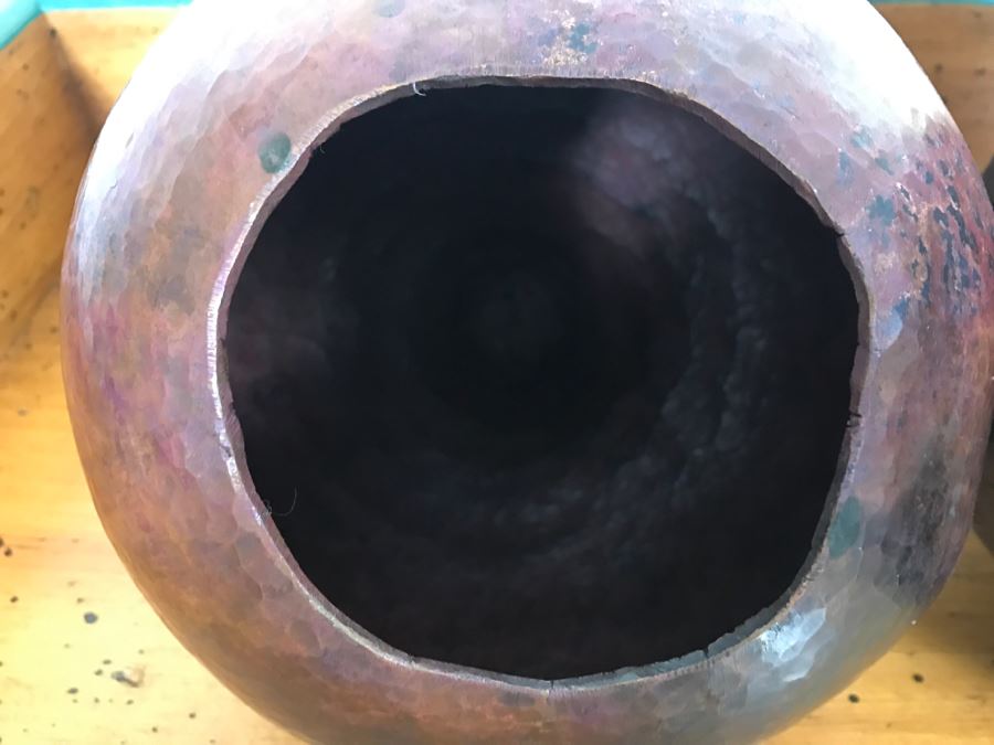 Set Of (3) Large Copper Fruit Sculptures [Photo 9]