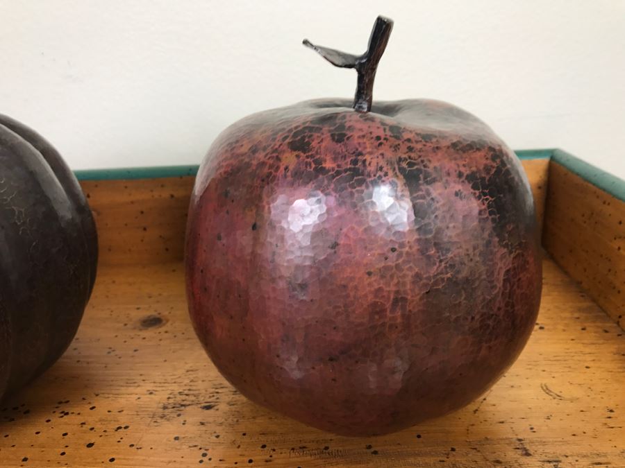 Set Of (3) Large Copper Fruit Sculptures [Photo 4]