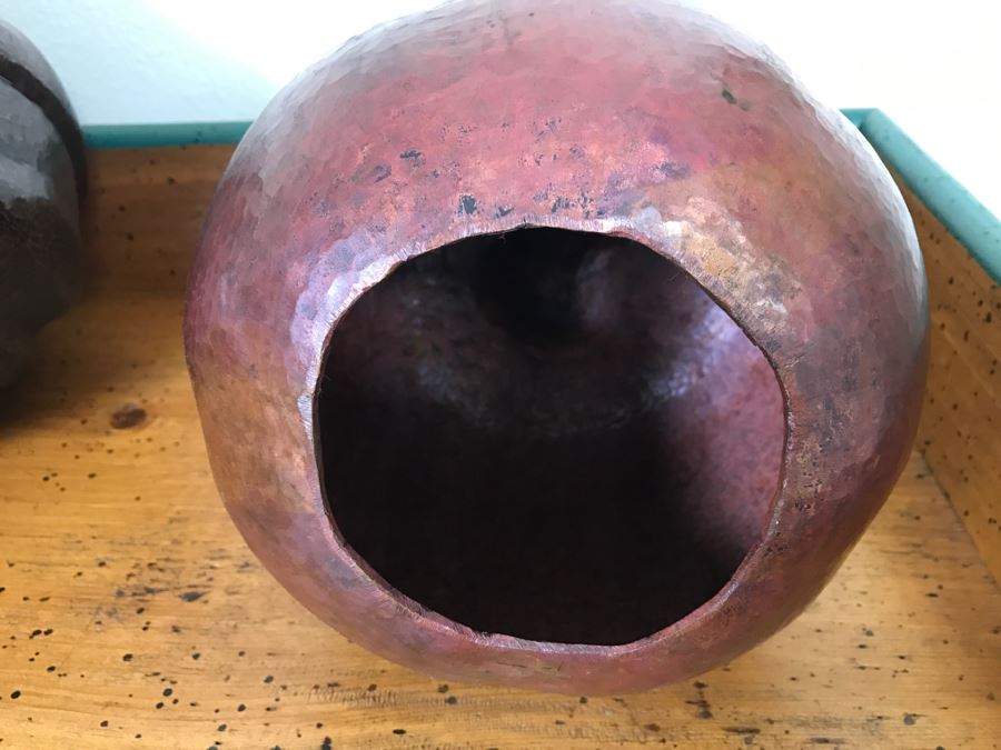 Set Of (3) Large Copper Fruit Sculptures [Photo 13]