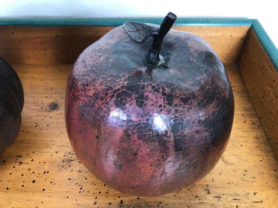 Set Of (3) Large Copper Fruit Sculptures [Photo 5]