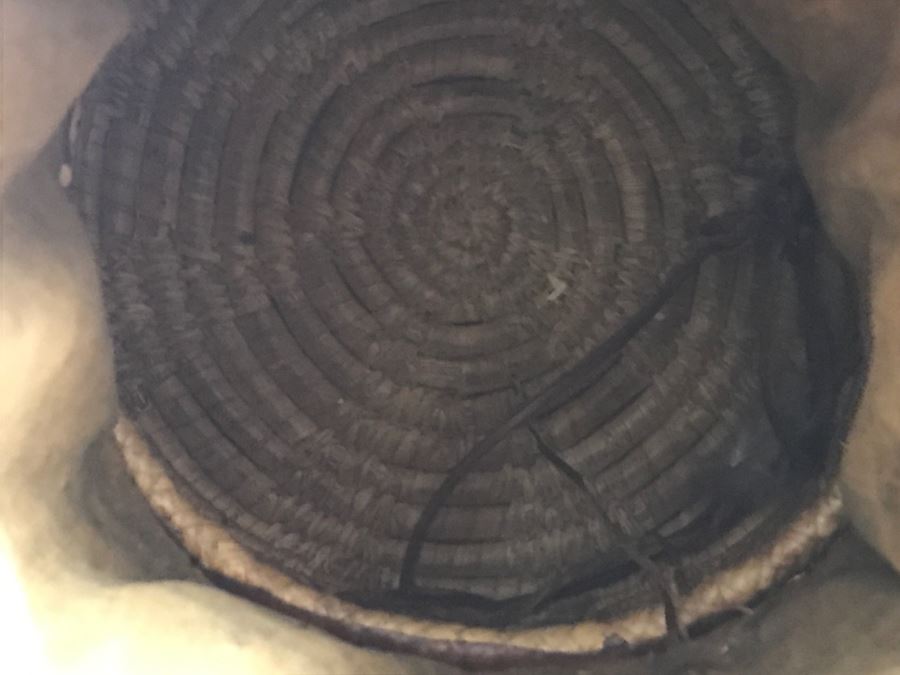 Old Tuareg Hand Painted Leather Wrapped Woven Basket 'Money Bag' - North African Nomadic Tuareg Camel Caravans Played Primary Role Trans-Saharan Trade Until Mid-20th Century [Photo 26]