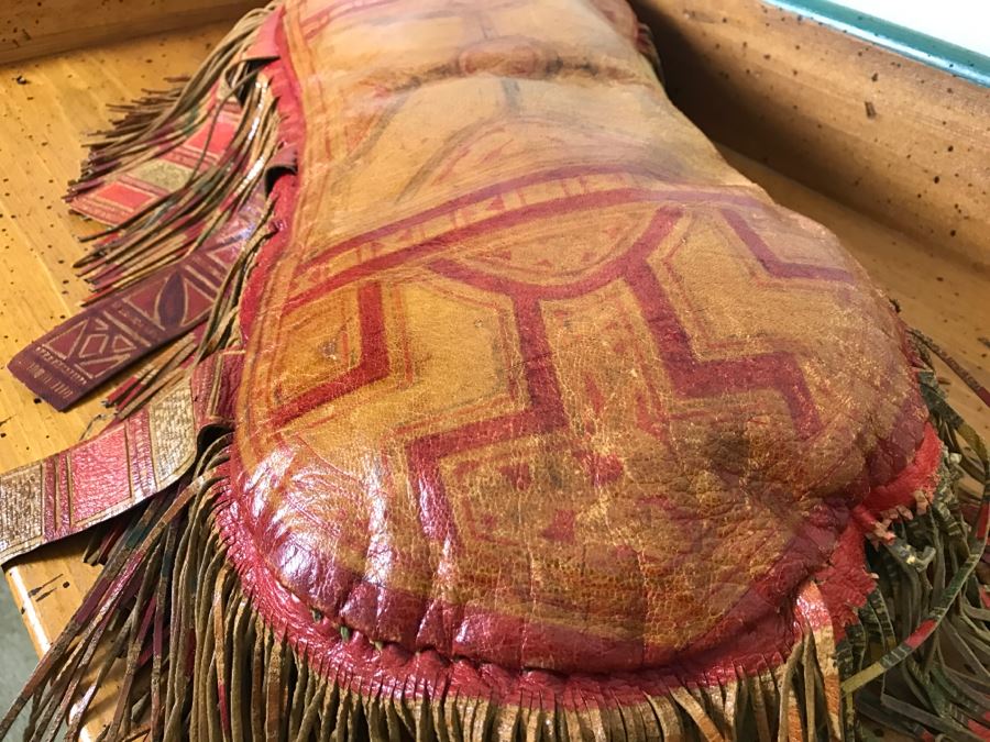 Old Tuareg Hand Painted Leather Fringe Saddle Pillow - North African Nomadic Tuareg Camel Caravans Played Primary Role Trans-Saharan Trade Until Mid-20th Century [Photo 14]