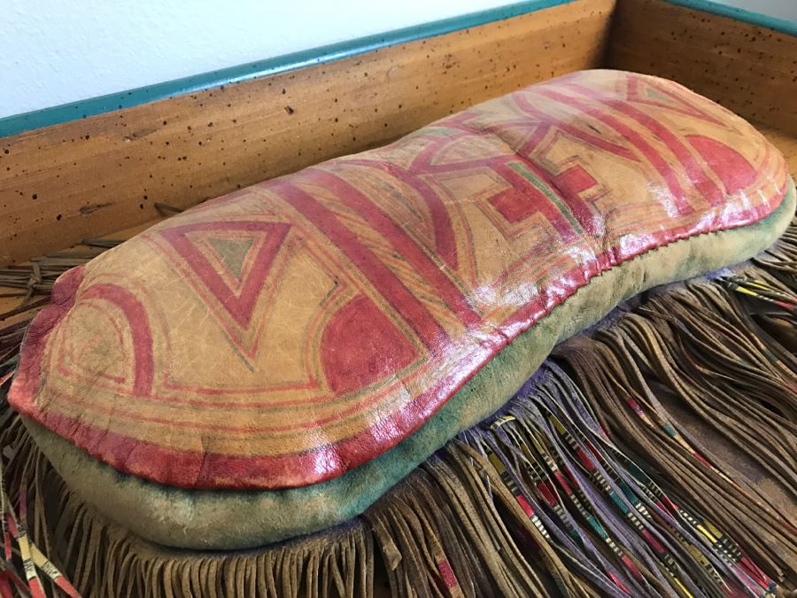 Old Tuareg Hand Painted Leather Fringe Saddle Pillow - North African Nomadic Tuareg Camel Caravans Played Primary Role Trans-Saharan Trade Until Mid-20th Century [Photo 20]