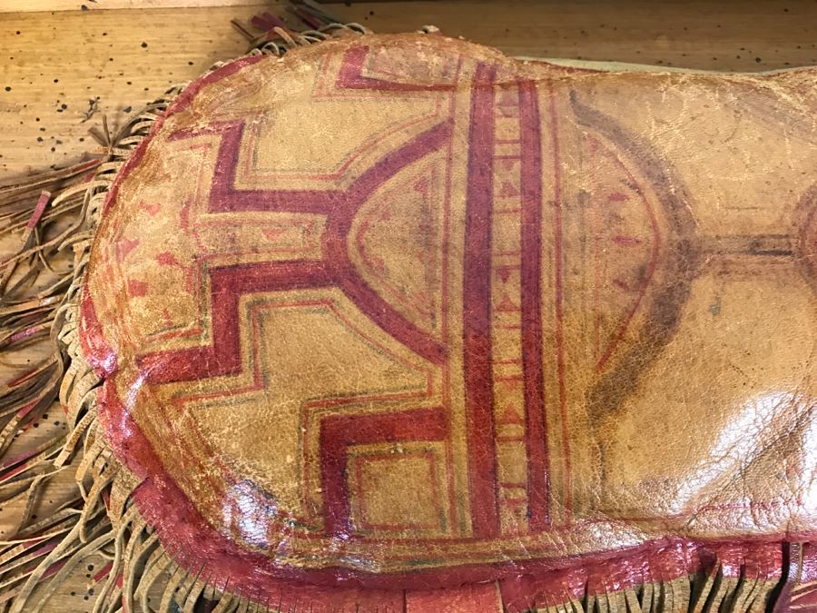 Old Tuareg Hand Painted Leather Fringe Saddle Pillow - North African Nomadic Tuareg Camel Caravans Played Primary Role Trans-Saharan Trade Until Mid-20th Century [Photo 10]