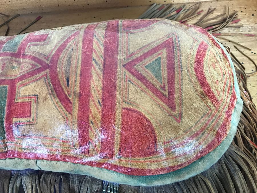Old Tuareg Hand Painted Leather Fringe Saddle Pillow - North African Nomadic Tuareg Camel Caravans Played Primary Role Trans-Saharan Trade Until Mid-20th Century [Photo 24]