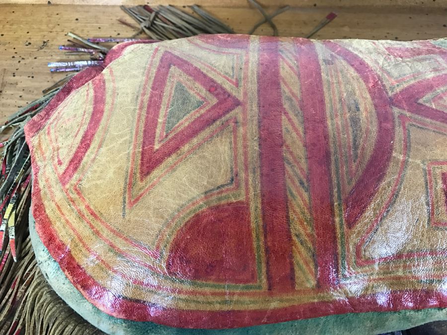 Old Tuareg Hand Painted Leather Fringe Saddle Pillow - North African Nomadic Tuareg Camel Caravans Played Primary Role Trans-Saharan Trade Until Mid-20th Century [Photo 22]