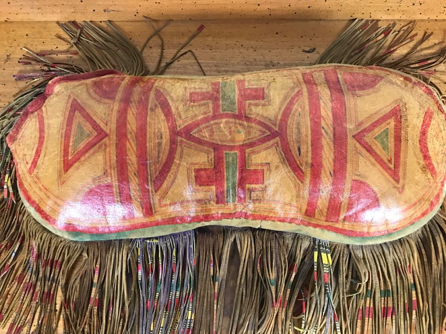 Old Tuareg Hand Painted Leather Fringe Saddle Pillow - North African Nomadic Tuareg Camel Caravans Played Primary Role Trans-Saharan Trade Until Mid-20th Century [Photo 19]