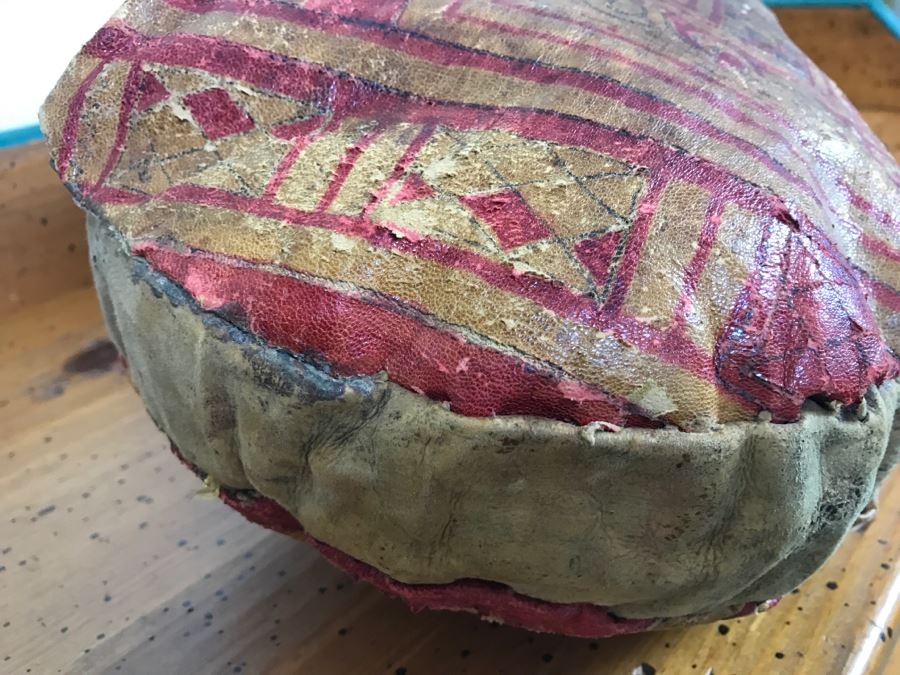 Old Tuareg Hand Painted Leather Saddle Pillow - North African Nomadic Tuareg Camel Caravans Played Primary Role Trans-Saharan Trade Until Mid-20th Century [Photo 10]