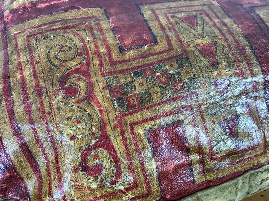 Old Tuareg Hand Painted Leather Saddle Pillow - North African Nomadic Tuareg Camel Caravans Played Primary Role Trans-Saharan Trade Until Mid-20th Century [Photo 6]