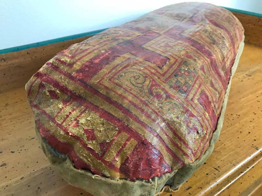 Old Tuareg Hand Painted Leather Saddle Pillow - North African Nomadic Tuareg Camel Caravans Played Primary Role Trans-Saharan Trade Until Mid-20th Century [Photo 7]