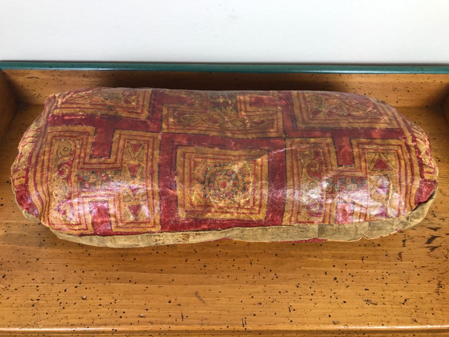 Old Tuareg Hand Painted Leather Saddle Pillow - North African Nomadic Tuareg Camel Caravans Played Primary Role Trans-Saharan Trade Until Mid-20th Century [Photo 2]