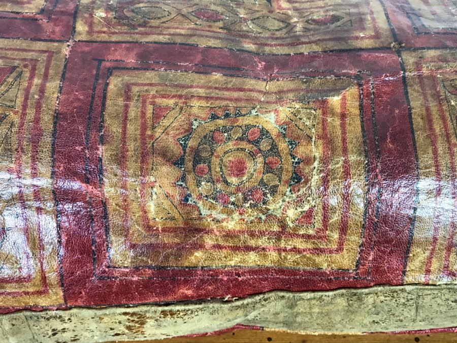 Old Tuareg Hand Painted Leather Saddle Pillow - North African Nomadic Tuareg Camel Caravans Played Primary Role Trans-Saharan Trade Until Mid-20th Century [Photo 5]