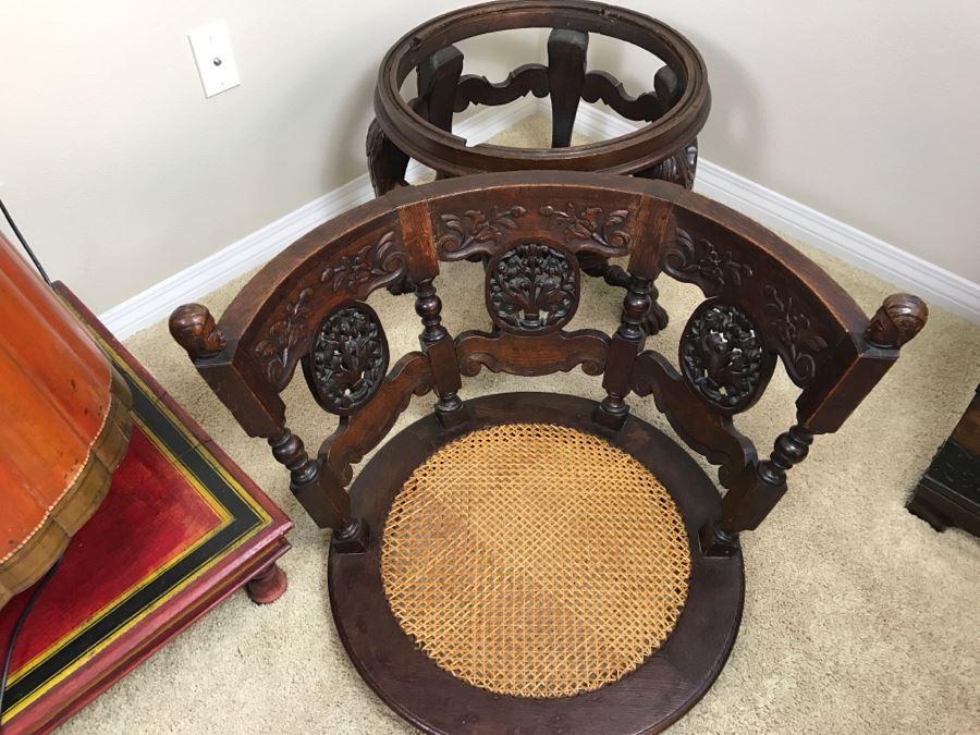 Dutch Colonial Burgermeister Chair Cane Seat - Seat Rotates 360Deg - Estimate $800-$1,200 [Photo 29]