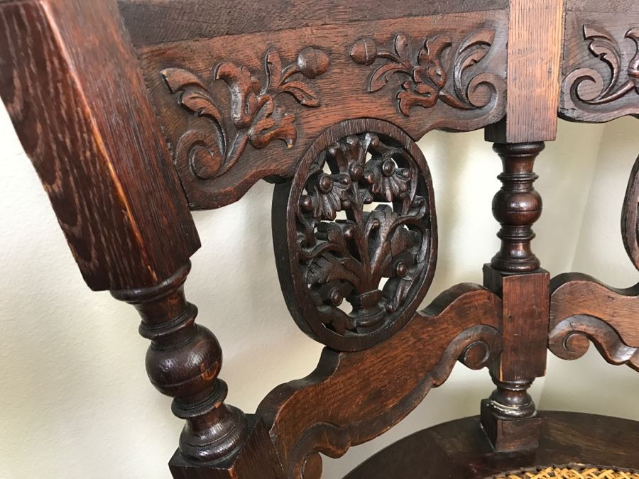 Dutch Colonial Burgermeister Chair Cane Seat - Seat Rotates 360Deg - Estimate $800-$1,200 [Photo 12]