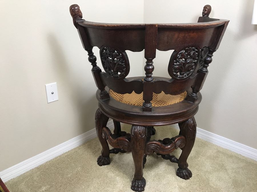 Dutch Colonial Burgermeister Chair Cane Seat - Seat Rotates 360Deg - Estimate $800-$1,200 [Photo 20]