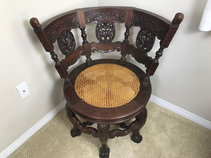 Dutch Colonial Burgermeister Chair Cane Seat - Seat Rotates 360Deg - Estimate $800-$1,200 [Photo 3]