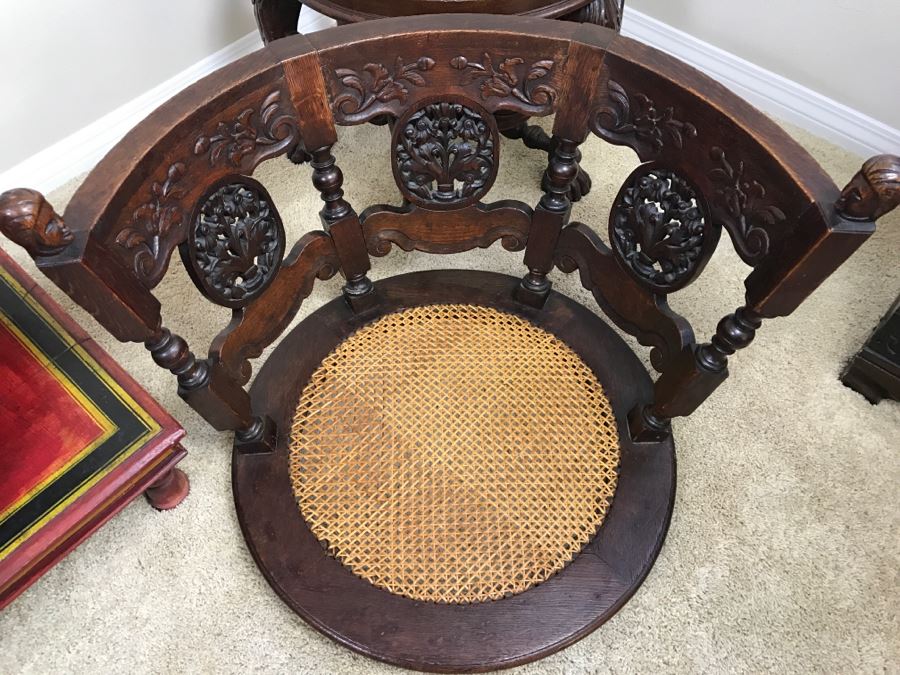 Dutch Colonial Burgermeister Chair Cane Seat - Seat Rotates 360Deg - Estimate $800-$1,200 [Photo 30]