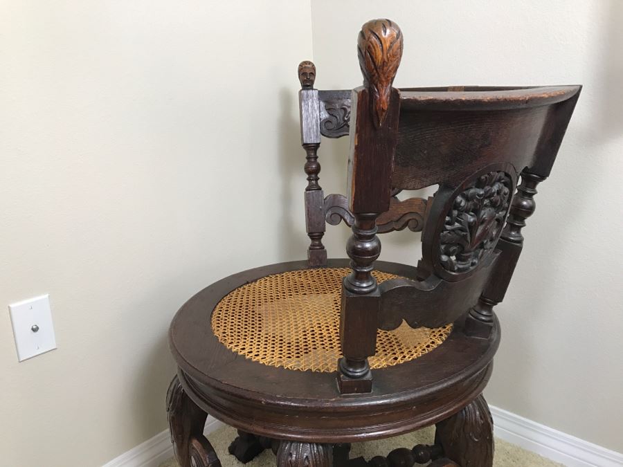 Dutch Colonial Burgermeister Chair Cane Seat - Seat Rotates 360Deg - Estimate $800-$1,200 [Photo 19]