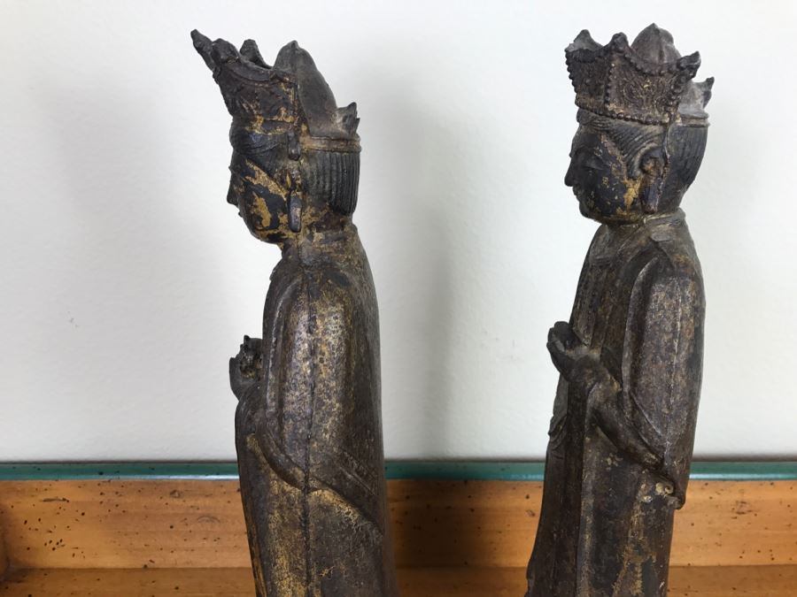 Antique Chinese Gilt Metal Funerary Statues 1'5'H [Photo 22]