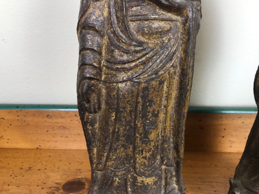 Antique Chinese Gilt Metal Funerary Statues 1'5'H [Photo 6]