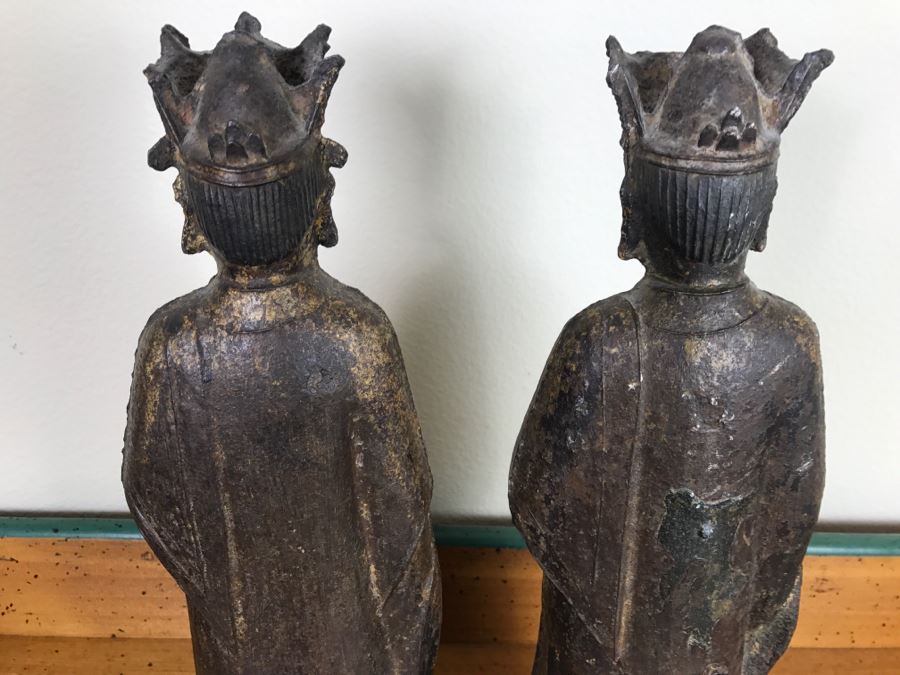 Antique Chinese Gilt Metal Funerary Statues 1'5'H [Photo 19]
