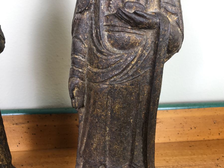 Antique Chinese Gilt Metal Funerary Statues 1'5'H [Photo 14]