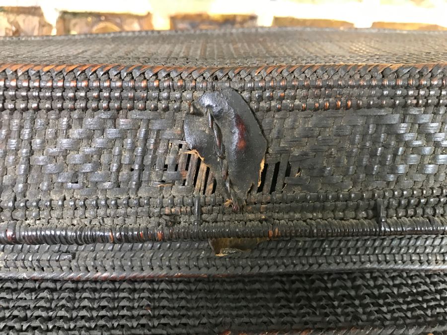 Set Of (3) Wooven Baskets Boxes From Africa [Photo 5]