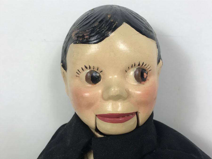 Vintage Puppet Doll With String In Back To Operate Mouth Composition Head And Cloth Body [Photo 4]