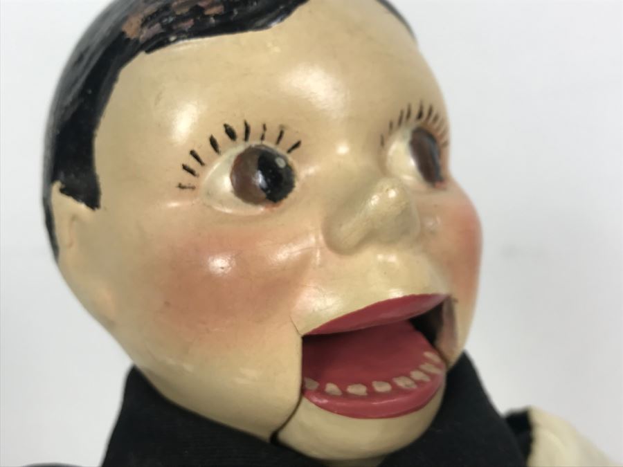 Vintage Puppet Doll With String In Back To Operate Mouth Composition Head And Cloth Body [Photo 10]