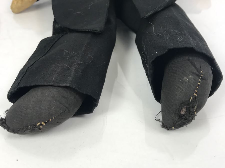 Vintage Puppet Doll With String In Back To Operate Mouth Composition Head And Cloth Body [Photo 8]