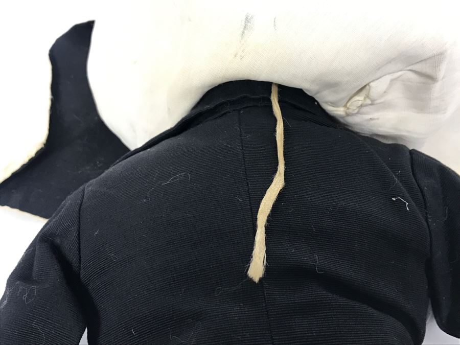 Vintage Puppet Doll With String In Back To Operate Mouth Composition Head And Cloth Body [Photo 9]