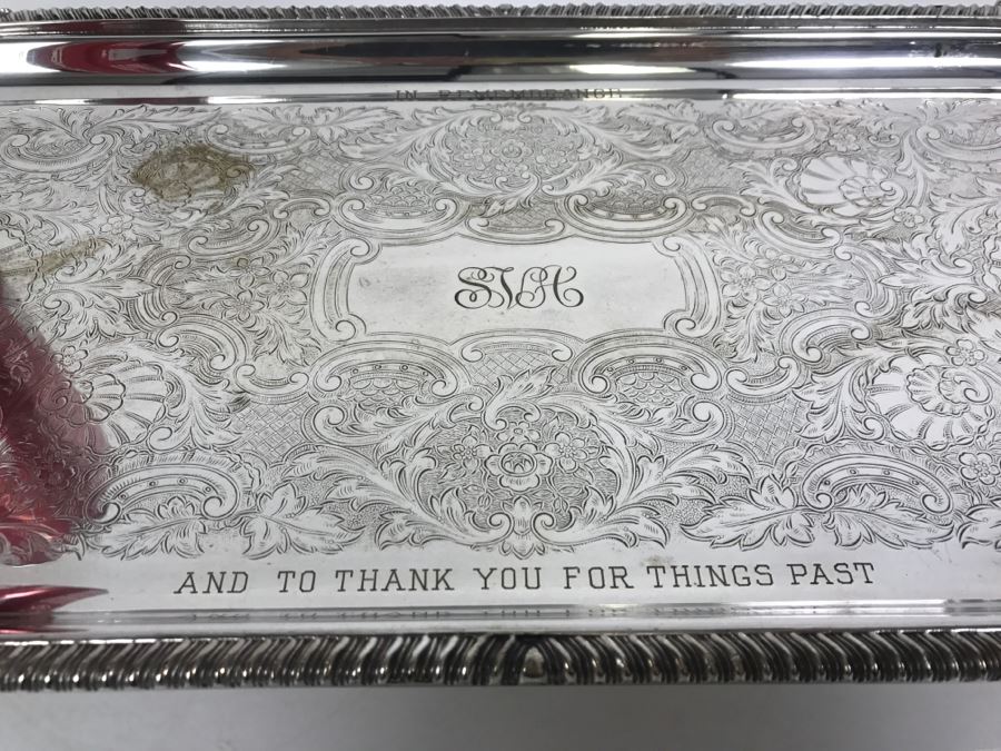 Vintage 1982 Sheffield Silver Co Silverplate USN Serving Tray Engraved Operating Room Supervisor Nov. 77 - Dec. 82 [Photo 5]