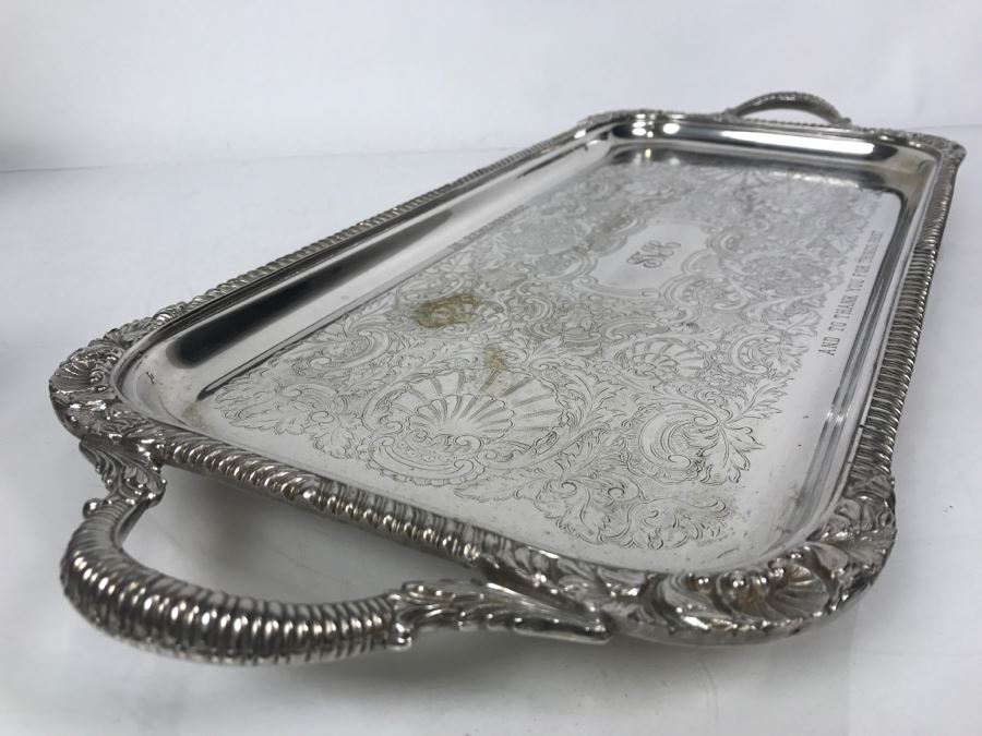 Vintage 1982 Sheffield Silver Co Silverplate USN Serving Tray Engraved Operating Room Supervisor Nov. 77 - Dec. 82 [Photo 7]