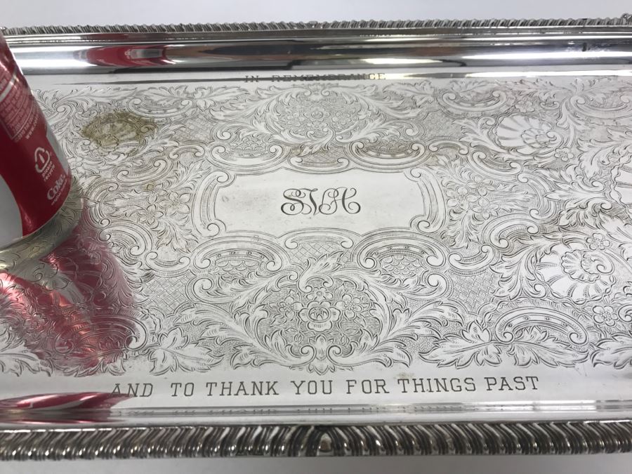 Vintage 1982 Sheffield Silver Co Silverplate USN Serving Tray Engraved Operating Room Supervisor Nov. 77 - Dec. 82 [Photo 3]