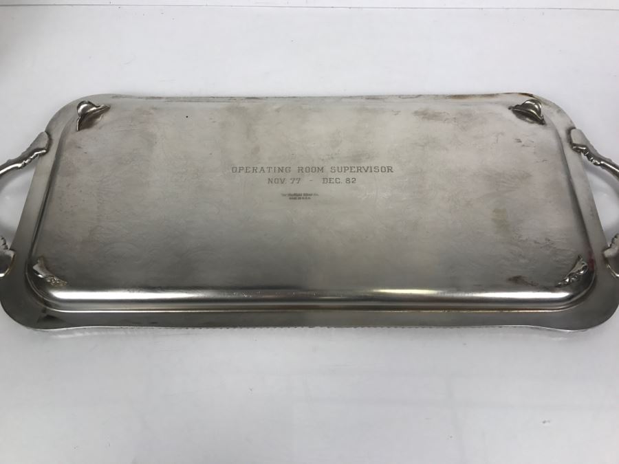 Vintage 1982 Sheffield Silver Co Silverplate USN Serving Tray Engraved Operating Room Supervisor Nov. 77 - Dec. 82 [Photo 8]