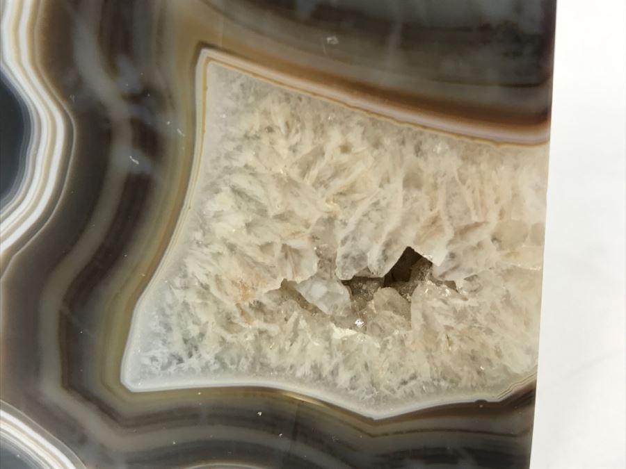 Vintage Brass Candleholder Made In Sweden And Polished Natural Geode Bookends [Photo 14]