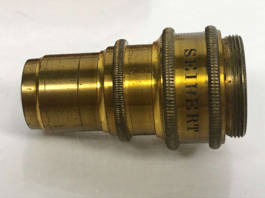 Wooden Box With Antique Brass SEIBERT Objective Lenses No III And No. V For Microscope And Other Items [Photo 8]