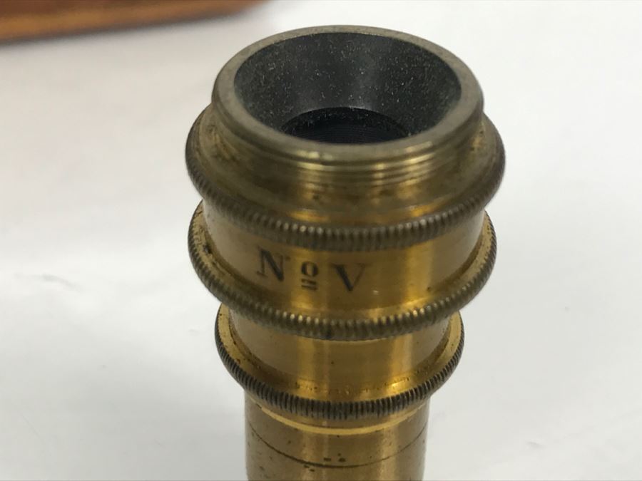 Wooden Box With Antique Brass SEIBERT Objective Lenses No III And No. V For Microscope And Other Items [Photo 10]
