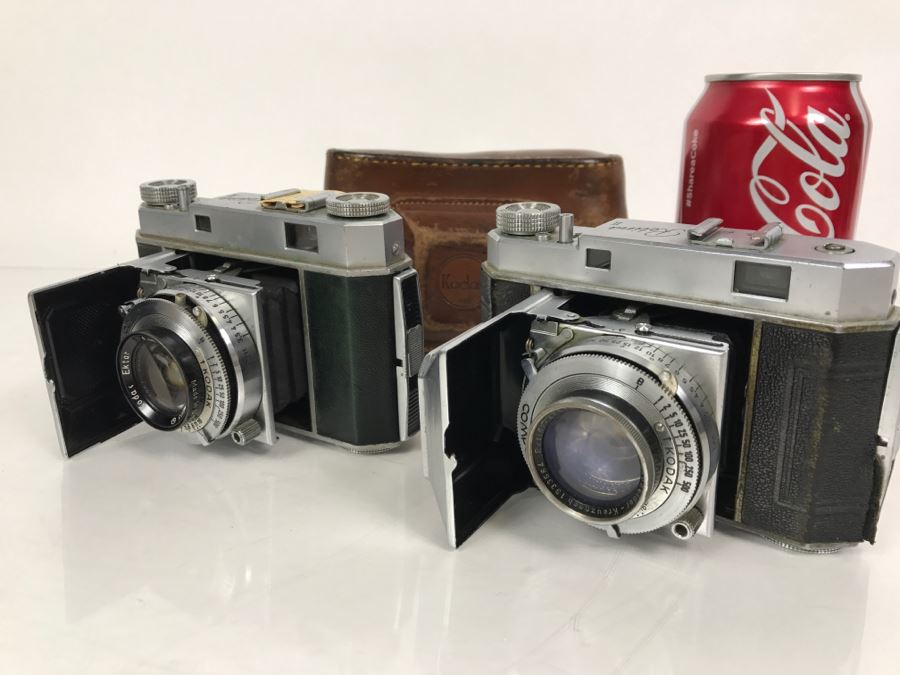 Pair Of Vintage Kodak Retina II Bellows Cameras One With Leather Camera Case [Photo 1]