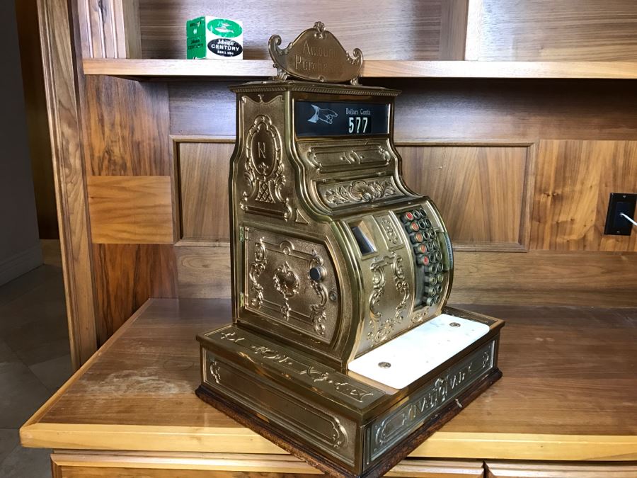 Antique Brass National Cash Register Candy Store Working Professionally Restored Model 1030 SN 995584 With Amount Purchased Top Sign Estimate $600-$900 [Photo 17]
