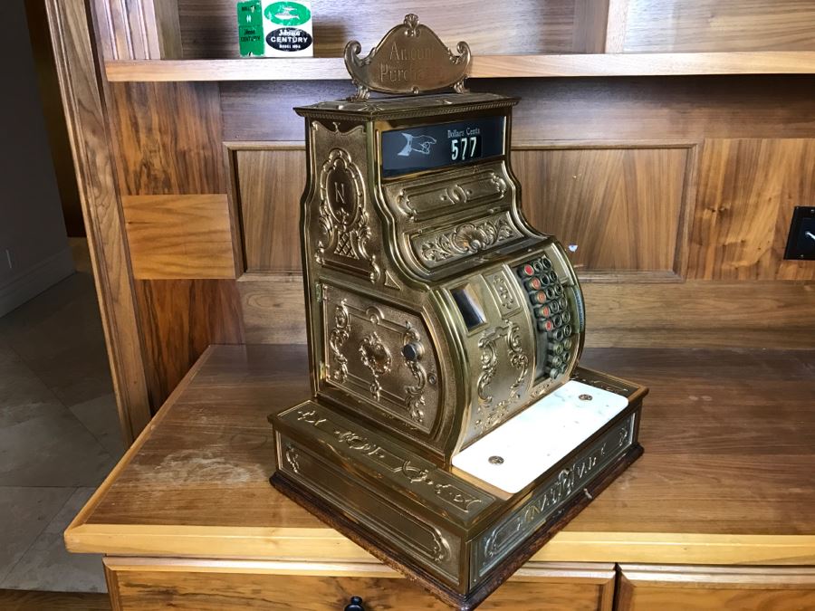 Antique Brass National Cash Register Candy Store Working Professionally Restored Model 1030 SN 995584 With Amount Purchased Top Sign Estimate $600-$900 [Photo 7]