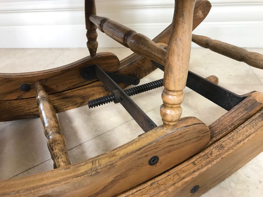 Antique Child's Cane Rocking Chair With Food Tray [Photo 5]
