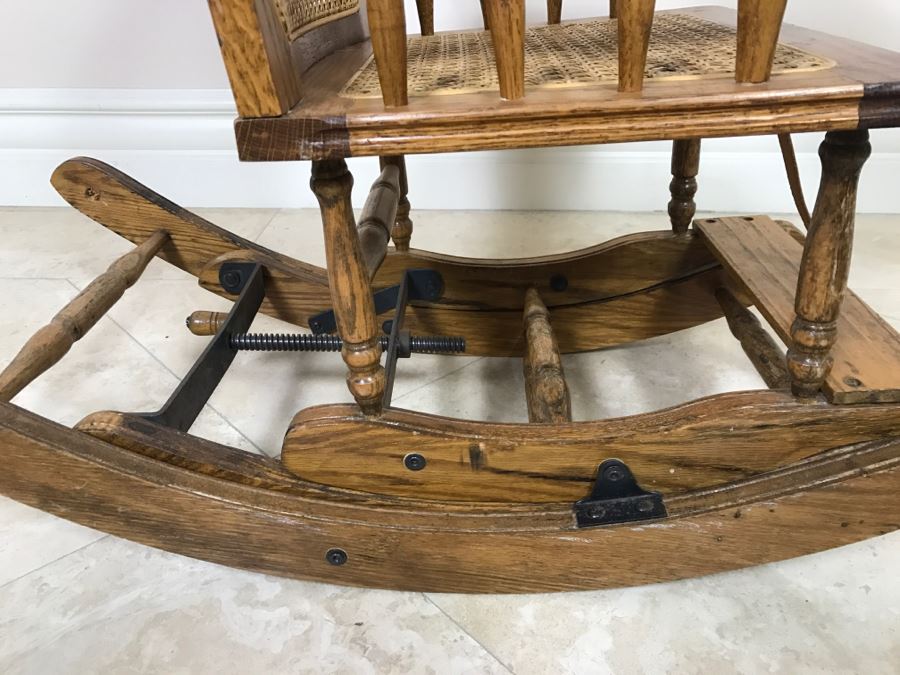 Antique Child's Cane Rocking Chair With Food Tray [Photo 11]