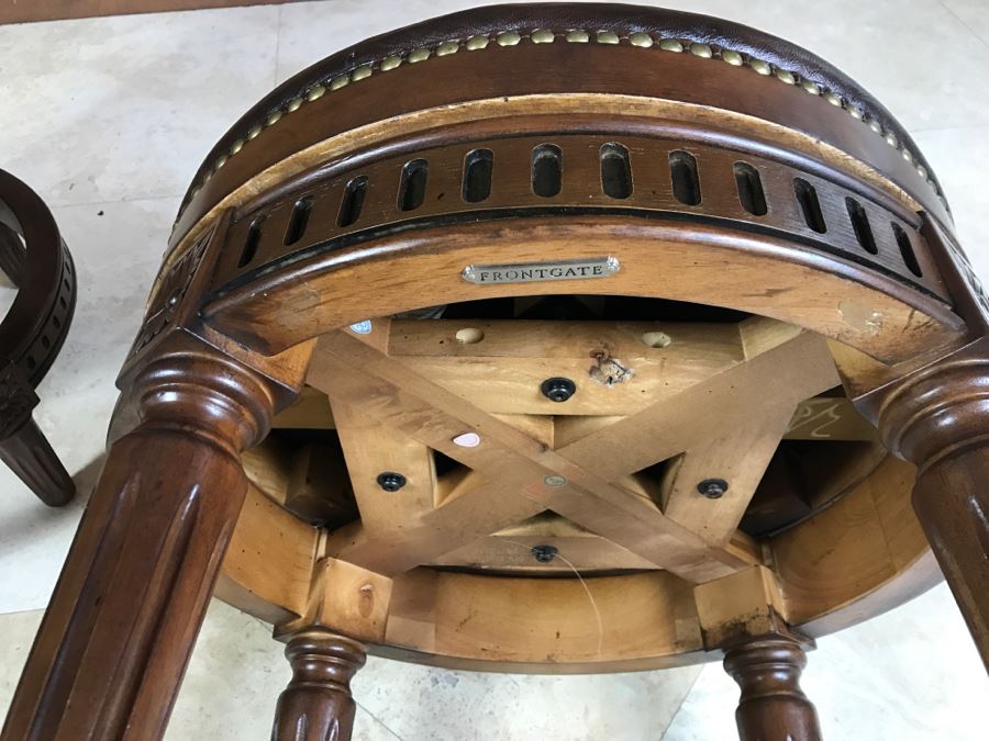 Pair Of Frontgate Wooden Swivel Counter-Height Bar Stools [Photo 10]