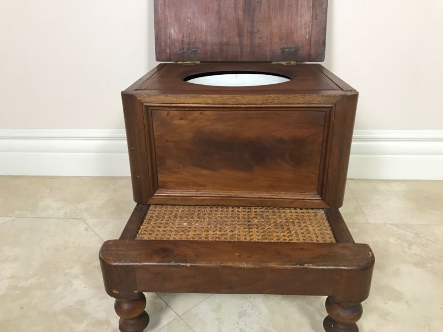 Antique Commode Chair Table - Top Needs Cushion And One Leg Needs ...