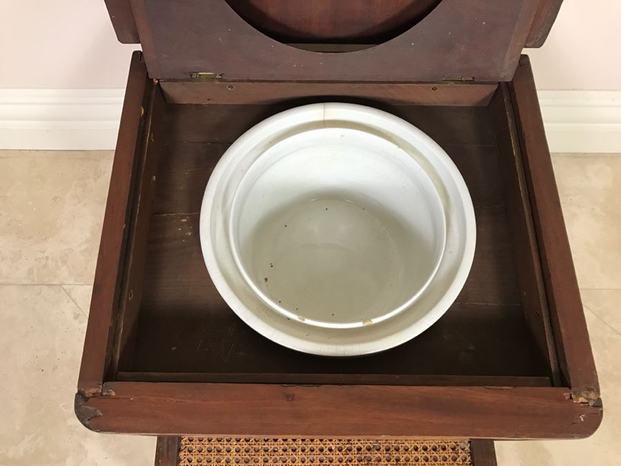 Antique Commode Chair Table - Top Needs Cushion And One Leg Needs Reinforcement - See Photos [Photo 9]