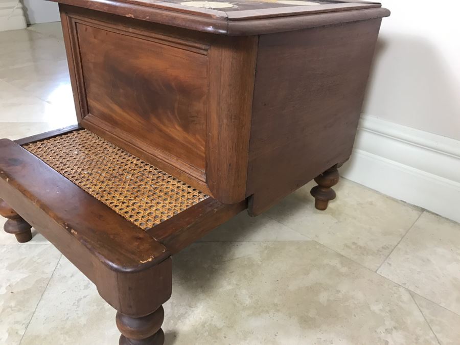 Antique Commode Chair Table - Top Needs Cushion And One Leg Needs Reinforcement - See Photos [Photo 10]