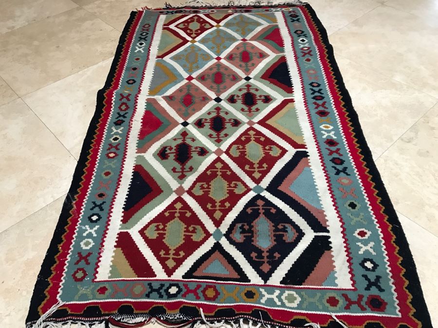 Vintage Hand Knotted Wool Area Rug