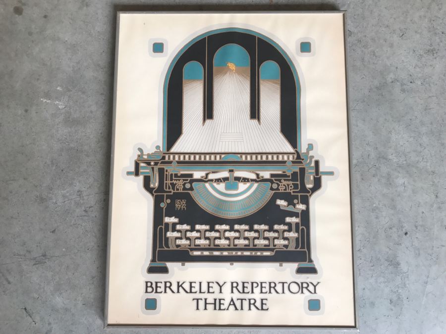 Vintage 1977 David Lance Goines Framed Print Of Berkeley Repertory Theatre